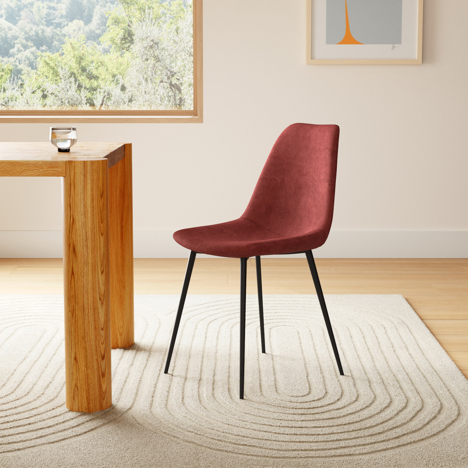 Kody Velvet Dining Chair, Bella Claret Performance Velvet