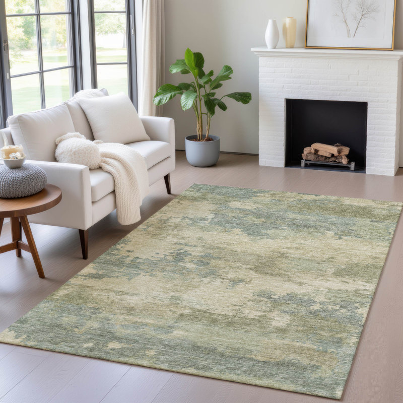Tapis intérieur / extérieur lavable à la machine Xhevrie, Rectangle 5 pi x 7 pi 6 po
