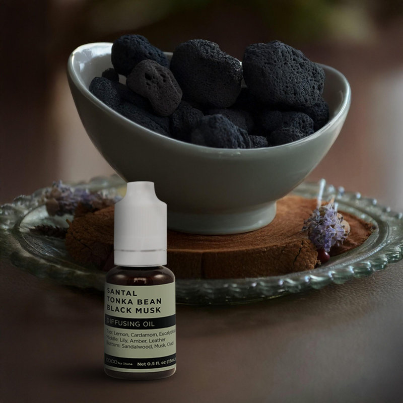 Huile diffusante, Santal / fève Tonka / musc noir