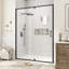 Porte de douche pivotante encadrée de 50 à 54 po L x 71 po H, en noir mat, avec verre trempé transparent de 1/4 po, pellicule anti-éclats et revêtement facile à nettoyer.-105653586-133948351