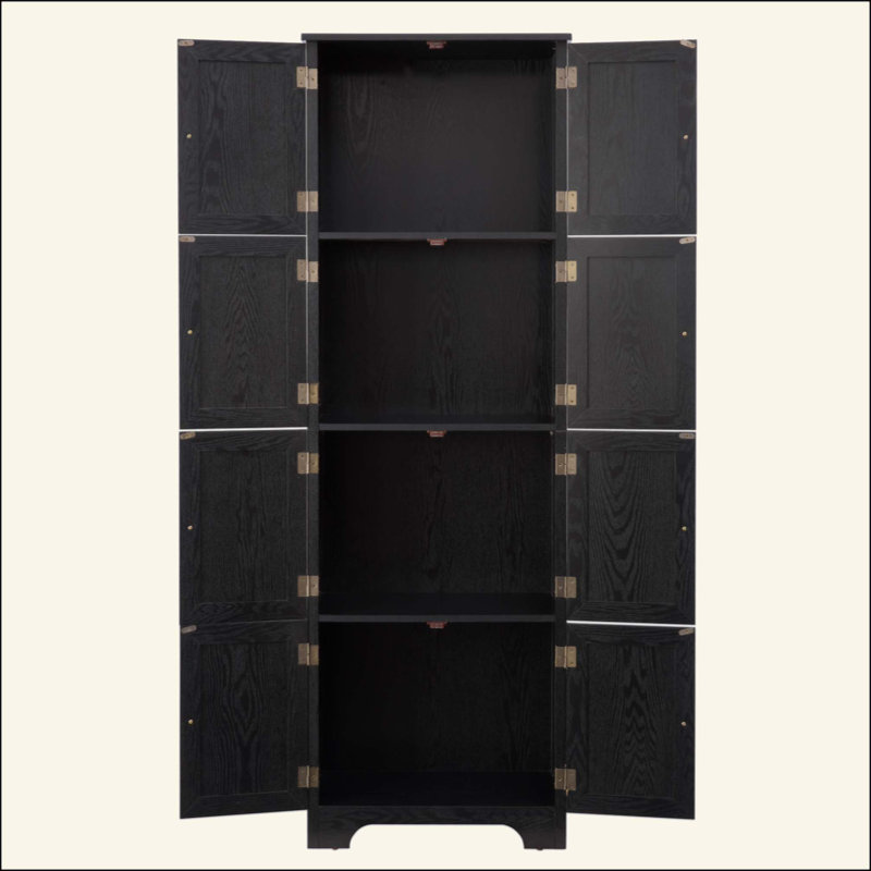 Élégante armoire de rangement à 8 portes avec 4 tablettes, idéale pour un décor organisé et élégant dans les salons, les cuisines et les bureaux
