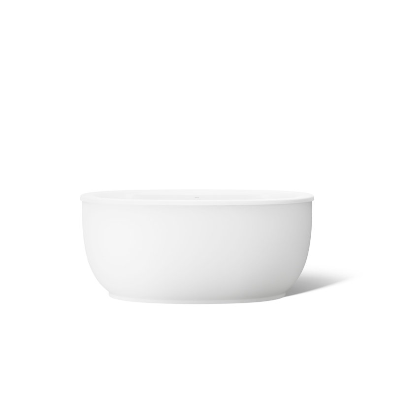Sunstruck 60 In. x 34 In. Oval Freestanding Bath with Bask Heated Surface and Fluted Shroud, White