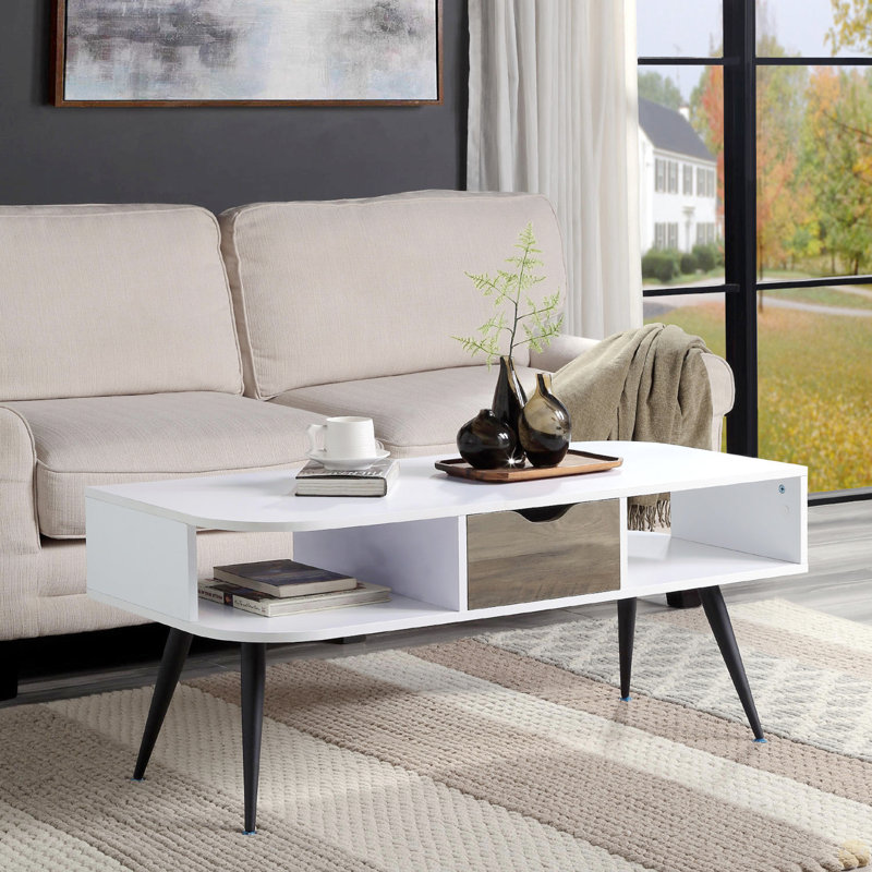 Table basse rectangulaire avec 1 tiroir de rangement