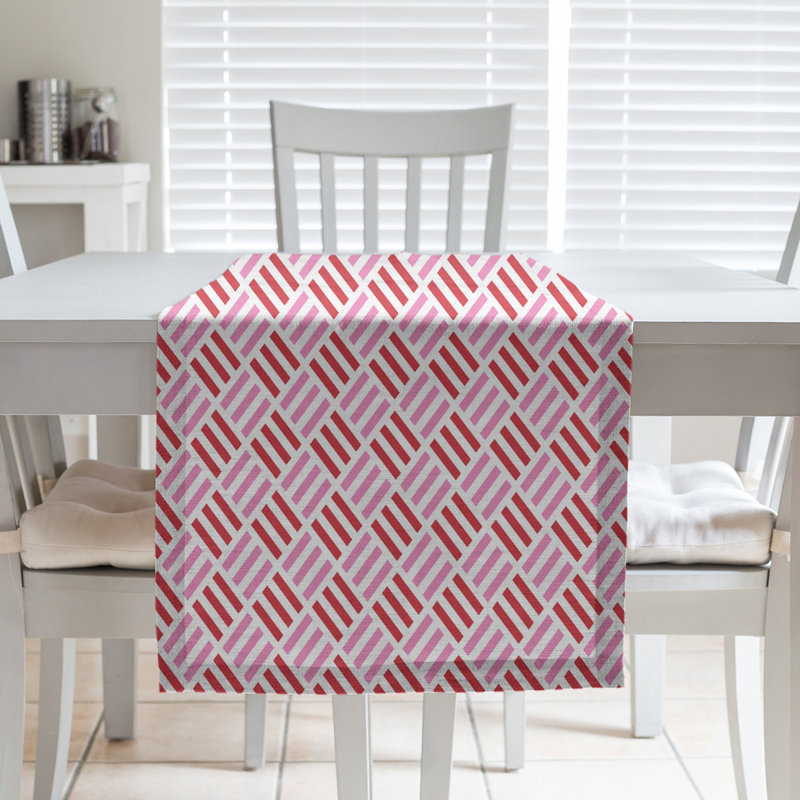 Chemin de table fêtest hol, L 72 po x l 16 po, Rose / Rouge, Mélange de coton
