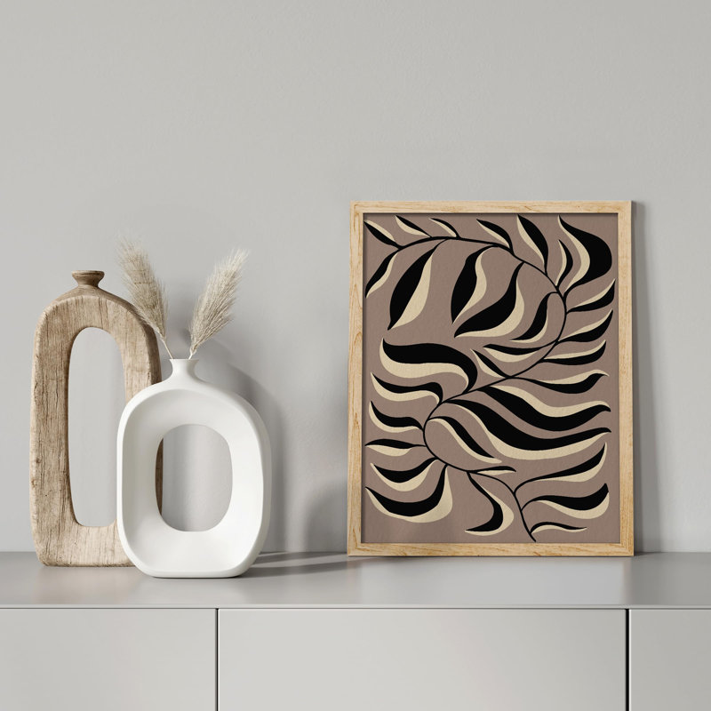 "Art abstrait du feuillage - Conception de feuille monochrome dans des tons de terre" sur papier, Naturel, H 16 po x l 12 po