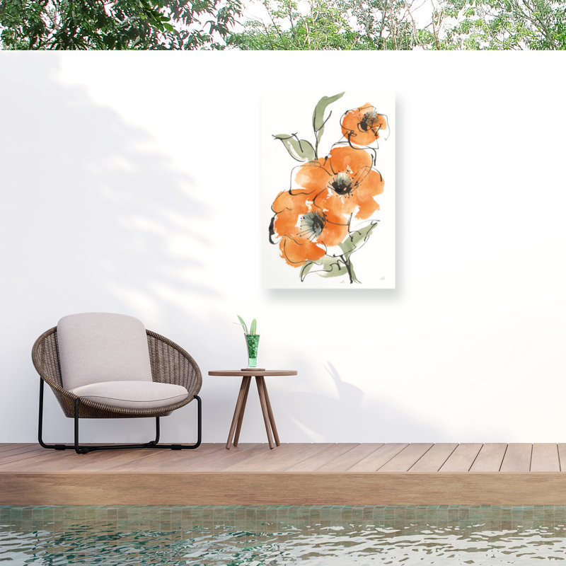 Chris Paschke Textured Poppy I Outdoor  Canvas, H 24 po x l 16 po