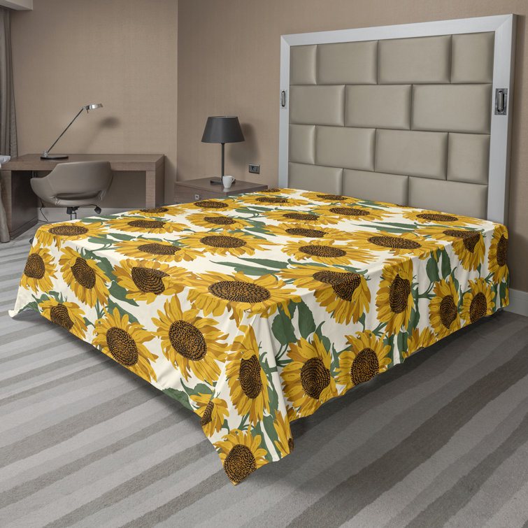 Ambesonne Floral Boho Flat Sheet Leafy Tropical Blooms
