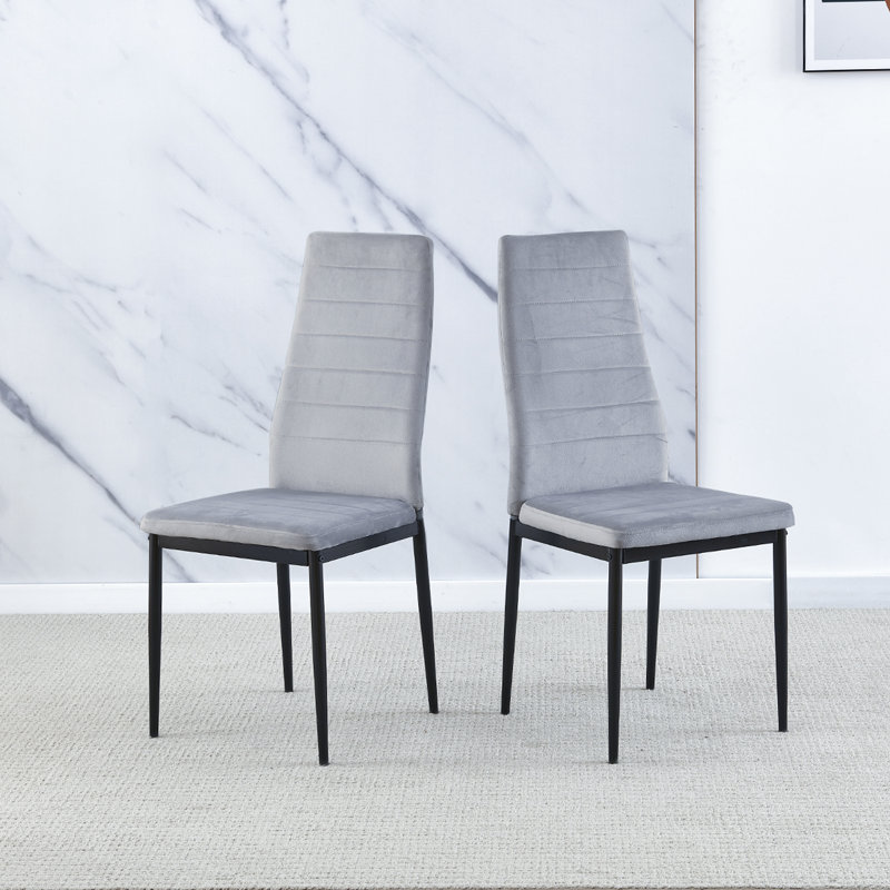 Dining Set, Grey Line Velvet Chairs#2