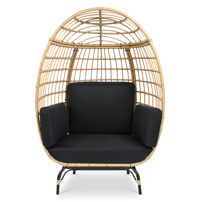 Chaise de patio avec coussins Alyssha, Noir