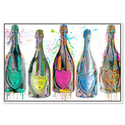 Drinks and Spirits Luminous Party Champagne Day Bottles, impression sur toile
