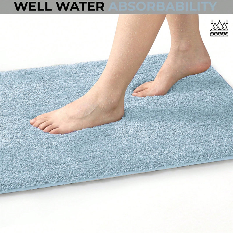 Ensemble de tapis de salle de bain en microfibre 17 po x 24 po Baby Blue