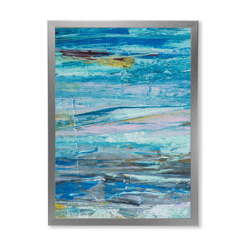 Vagues dans les tons de bleu côtier - Art mural moderne et contemporain sur toile, H 36 po x l 24 po x P 1 po