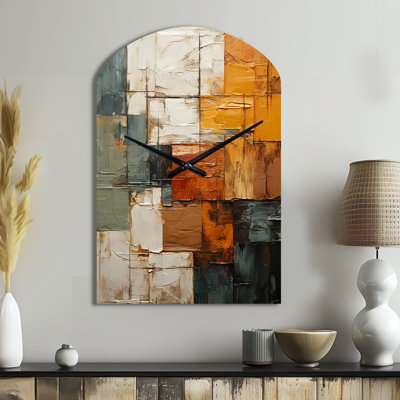 Hardedge Art Earthy Euphony I - Arch Shape Decorative Multi-Colour Hard Edge Painting Wall Clock