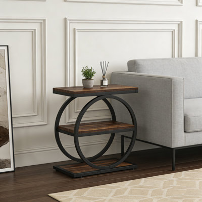 3-Tier Industrial End Table with Metal Frame