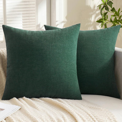 Housse de coussin 18 x 18 pouces, ensemble de 2 coussins décoratifs carrés en chenille pour maison de campagne