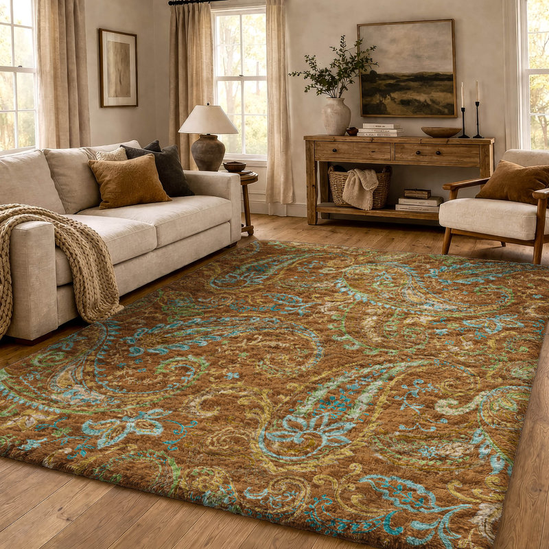 Tapis cachemire de qualité supérieure lavable à la machine ADS533, Paprika, 10 pi x 14 pi
