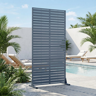 Privacy Metal Screen Fence Panel Horizontal Stripe Pattern