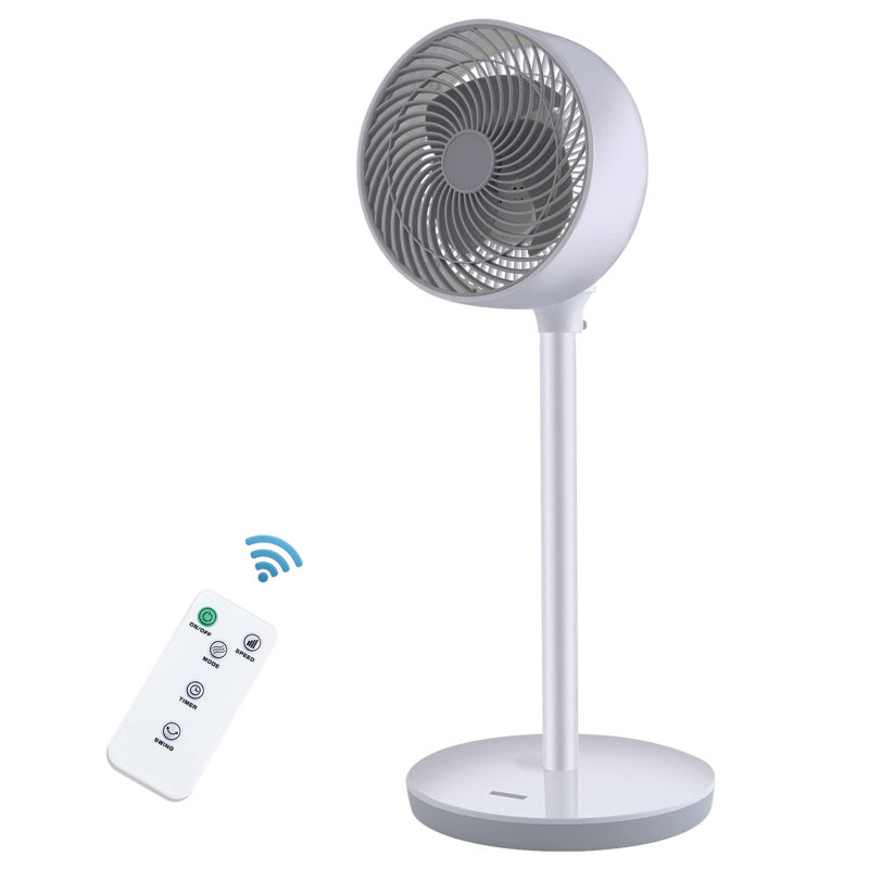 7" Oscillating Standing Fan With Remote Control 15H Timer 3-Speed Settings Adjustable Tilt