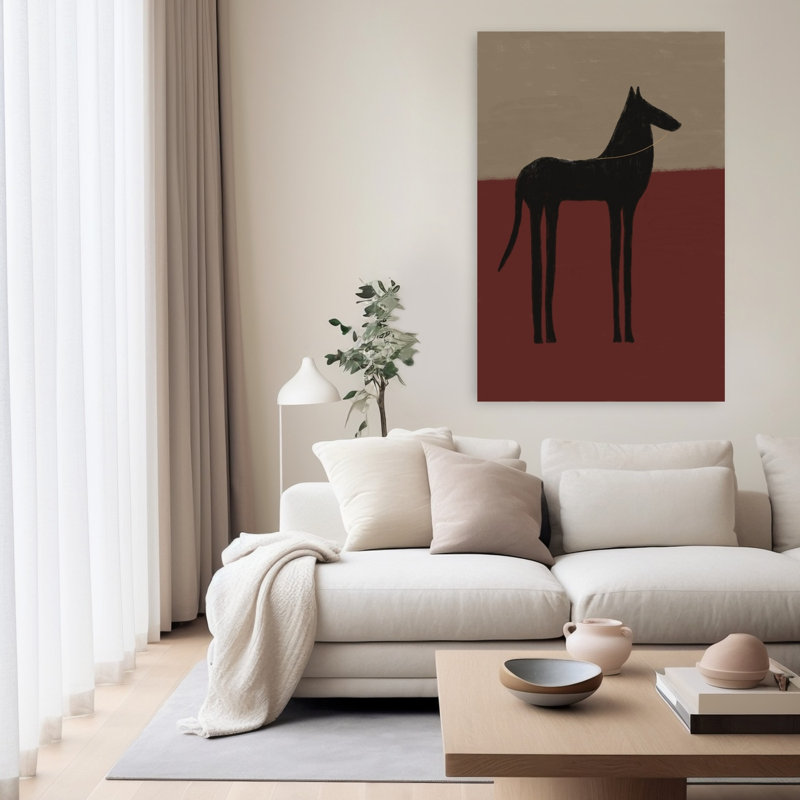 Art abstrait abstrait cheval noir minimaliste