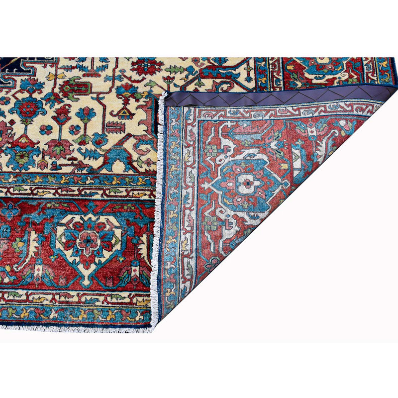 Tapis bleu / rouge en laine noué à la main, Rectangle 8' x 10'