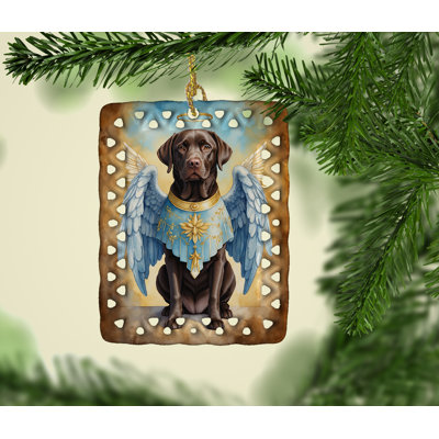 Ornement en porcelaine chocolat Labrador Retriever My Angel