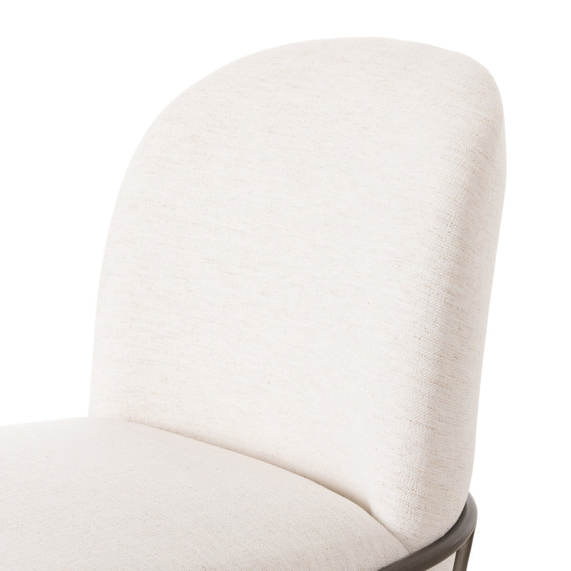 Astrud Upholstered Stool with Metal Frame, Counter Stool (25" Seat Height), Polyester Blend White