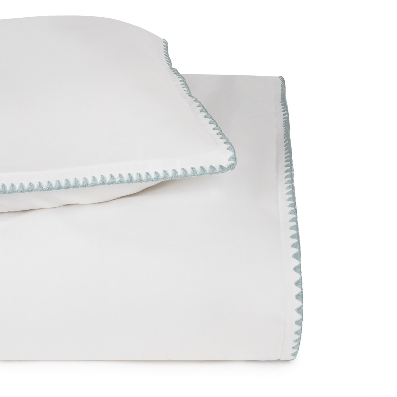 Poppy 100% Cotton Percale Duvet Cover, white/ aqua, Queen
