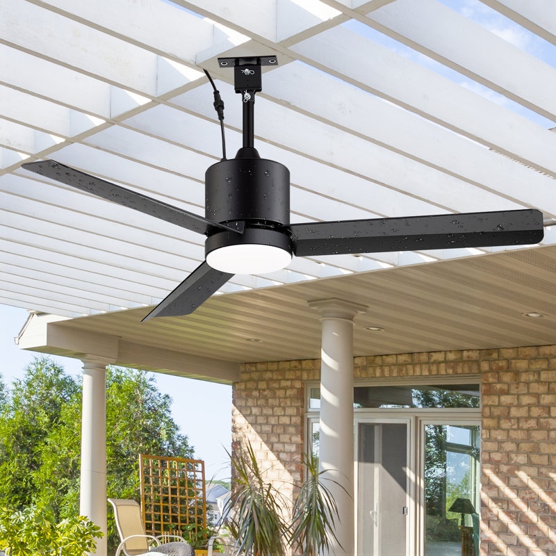 Ventilateur de plafond extérieur 42 po avec lumière, IP44 imperméable, télécommande 3 lumières CCT