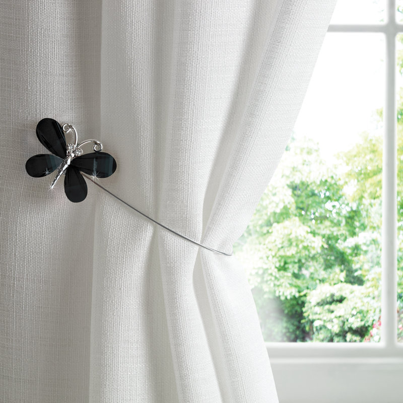 Avtepe Magnetic Butterfly Curtain Holdback/Tieback, Black