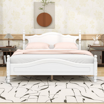 Wood Platform Bed with Solid Frame and Wooden Slat Support