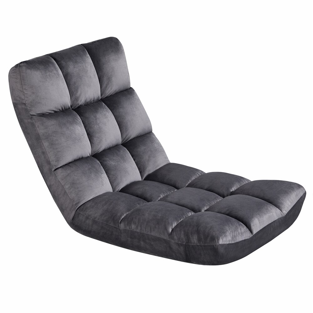 Adjustable 5-Positions Padded Floor Gaming Chair with Back Support Trule Color: Gray Canvas