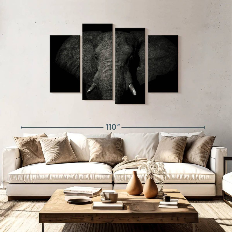 Brampt Mud Covered Elephant, 48'' H x 75'' W