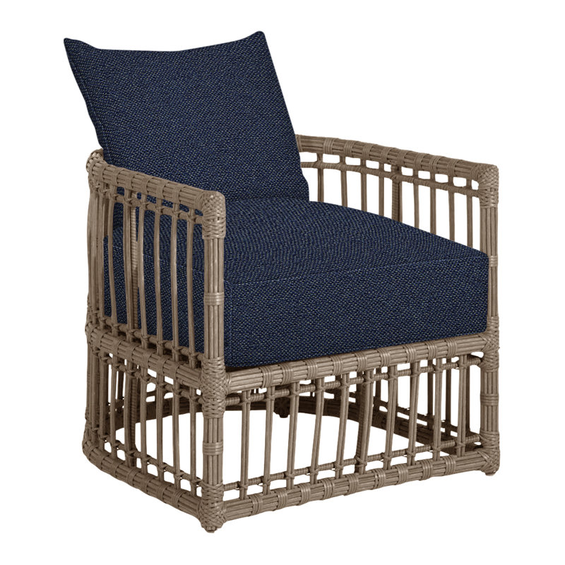 Newport Arm Chair with Cushions, Newport #66 Burlap, No Welt, Intermix Indigo