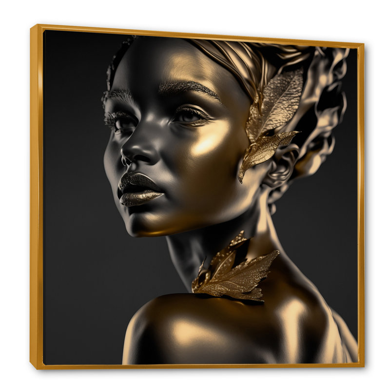Golden Godess " Golden Godess ", 30" H x 30" W x 1" D, Gold Floater Framed Canvas
