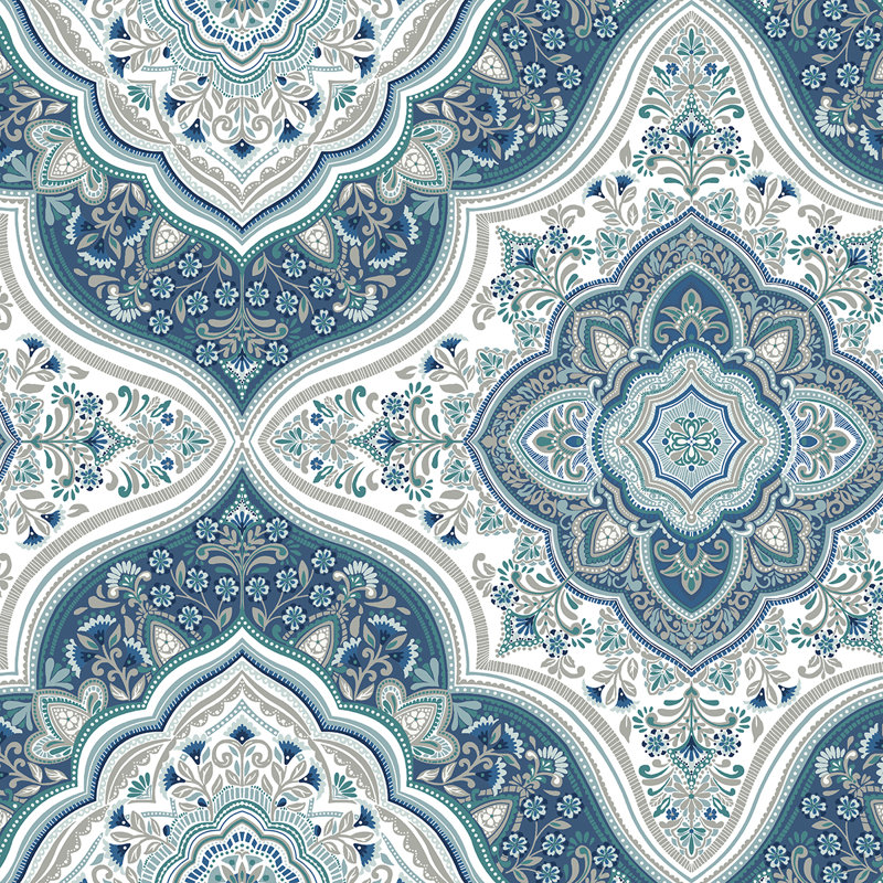 Rouleau de fleurs Finfin, Bleu / gris / blanc