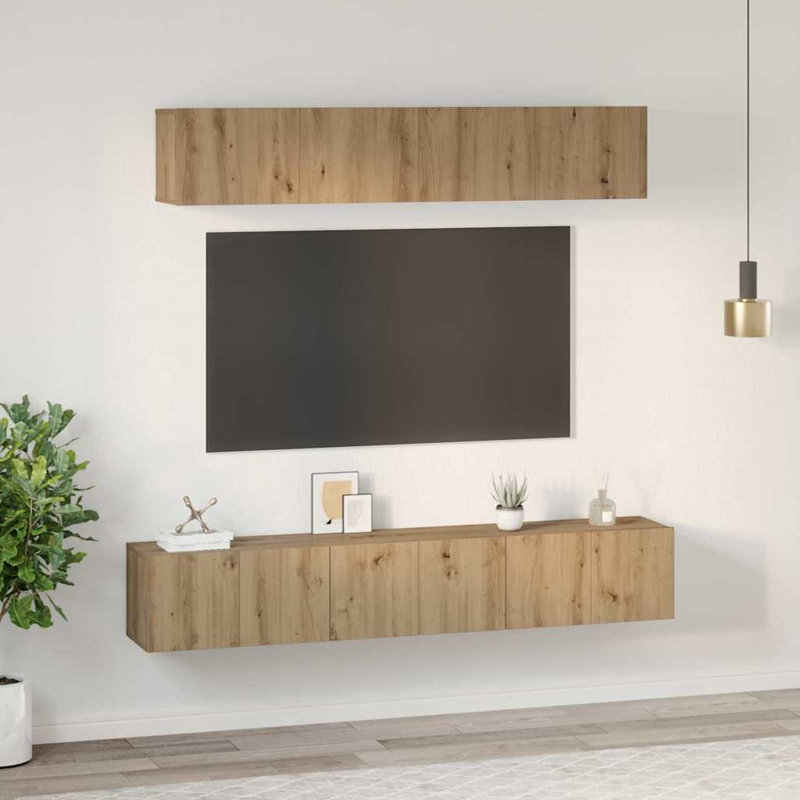 TV Cabinet Set 5 Pcs Medium, 30cm H x 80cm L x 30cm W, Artisan Oak