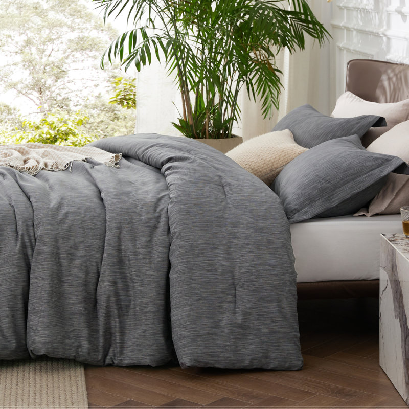 Polyester Standard Comforter, Twin Comforter + 1 Standard Sham, Charcoal Grey