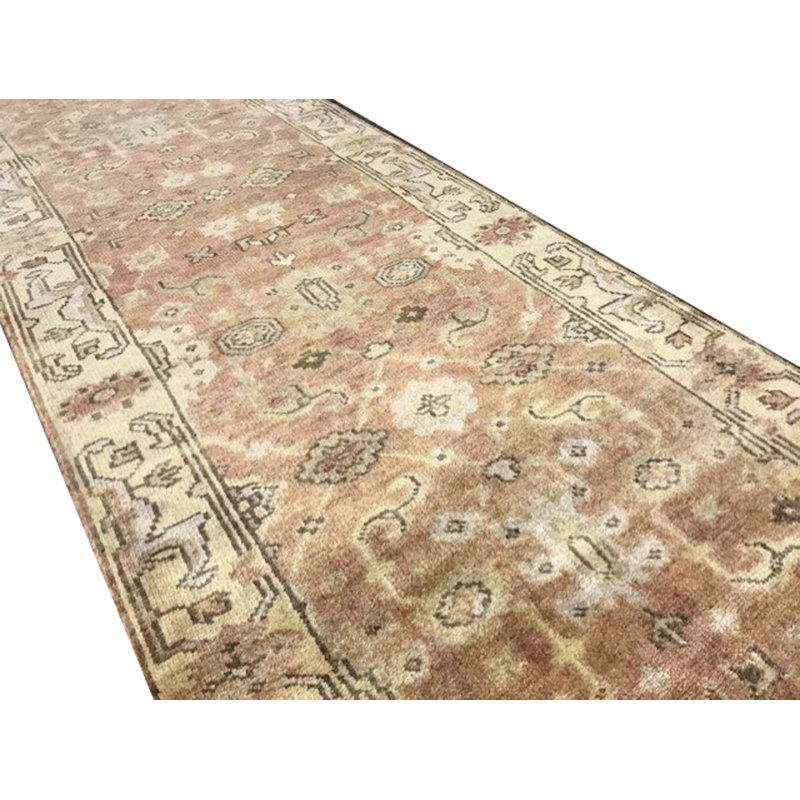 Hand-Knotted High-Quality Rust and Gold Runner