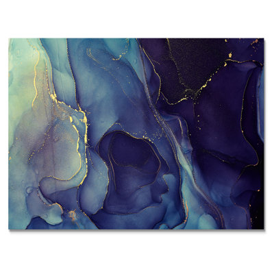 Blue Tender Liquid Ink Art - Painting on Canvas