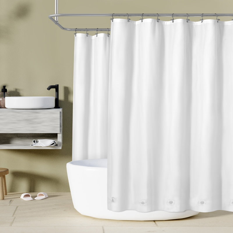 Adriaan Waterproof PEVA Shower Curtain Liner with Weighted Hem, 70"H x 180"W, White
