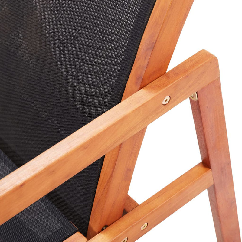 Chaise de patio Eudy, Cadre brun / tissu noir