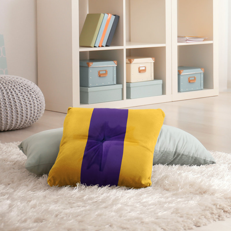  Coussin de sol touffeté, 30 po x 30 po, Doré / mauve