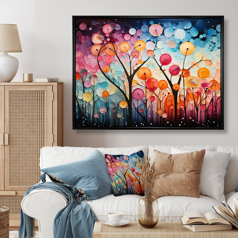 Radiant Cascade chromatique - Collages abstraits, art mural, H 16 po x l 32 po x P 1 po, Cadre flottant noir