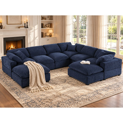 Worthland 143.2" W 8-Piece Reversible Chenille Modular Sectional