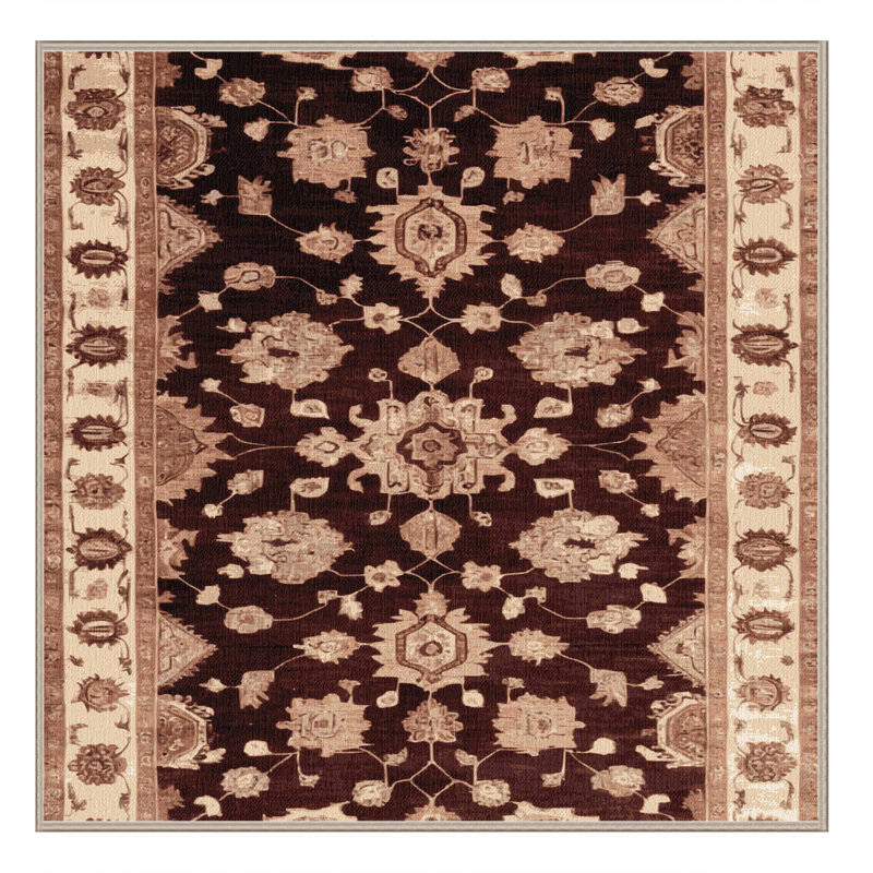 Tapis brun lavable à la machine, Carré 5 pi