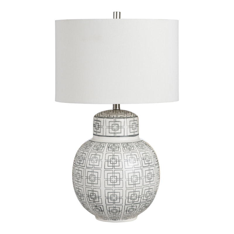28.5" Ceramic Table Lamp With White Shade