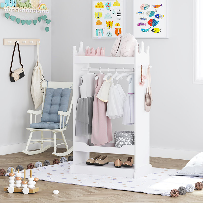 Geovany 14.96'' Wide Kids Armoire with Mirror, White