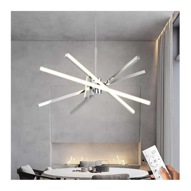 Luminaire suspendu moderne à intensité variable de lustre DEL de 31,5 po avec télécommande pour la salle à manger, le salon, la cuisine et la chambre Spoutnik