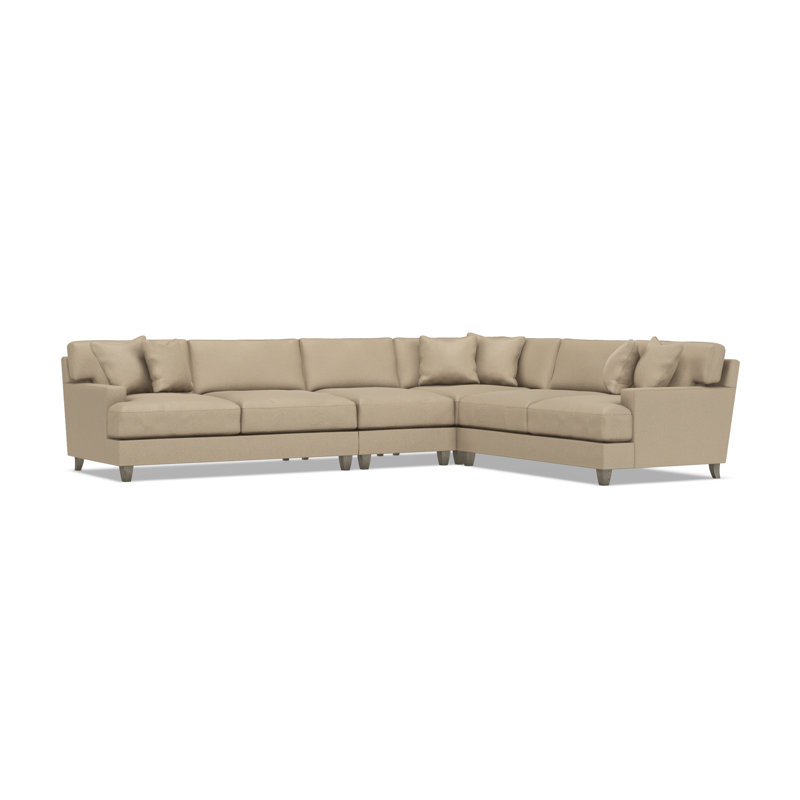 Bernhardt Mila 4-Piece Fabric Sectional, Right Hand Facing, 33.5" H x 137" W x 107" D, Tan Polyester