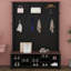 4-In-1 Hall Tree With 6 Hooks, Walnut Entryway Bench With Adjustable Shelves, Shoe Organizer With 16 Open Compartments-238834799